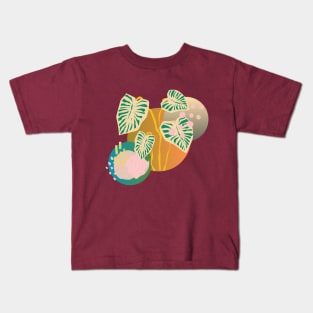 Monstera Abstract Pastel Plant T-shirt Kids T-Shirt